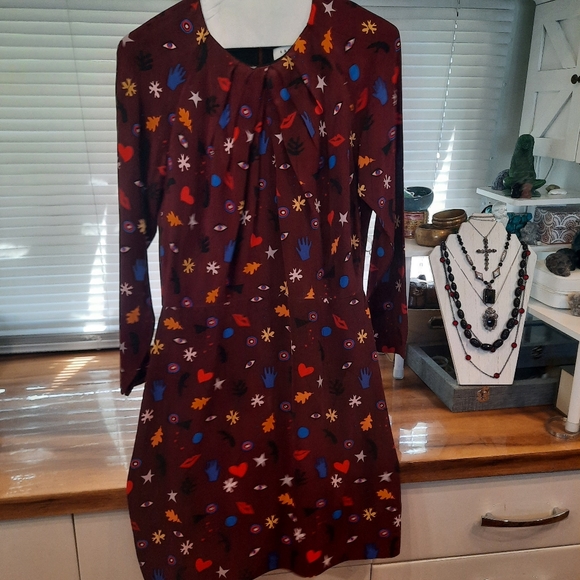 Sandro Graphic Print Silk Dress - Picture 2 of 9